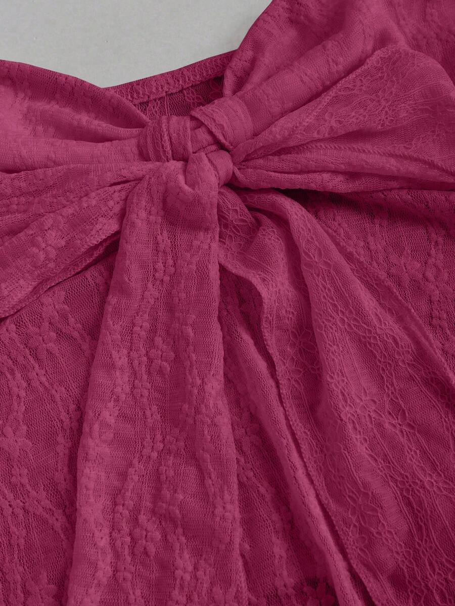 Sweetra - Top corto de verano para mujer con cuello halter y lazo frontal liso, estilo Y2K