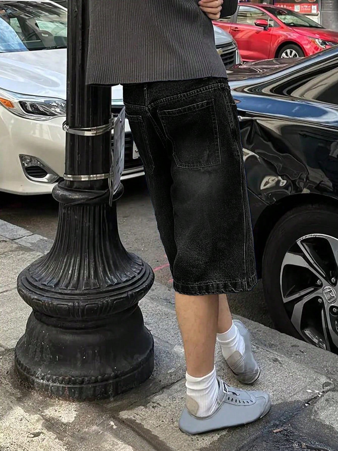 Bermudas vaqueras informales de pierna ancha y holgadas para hombre