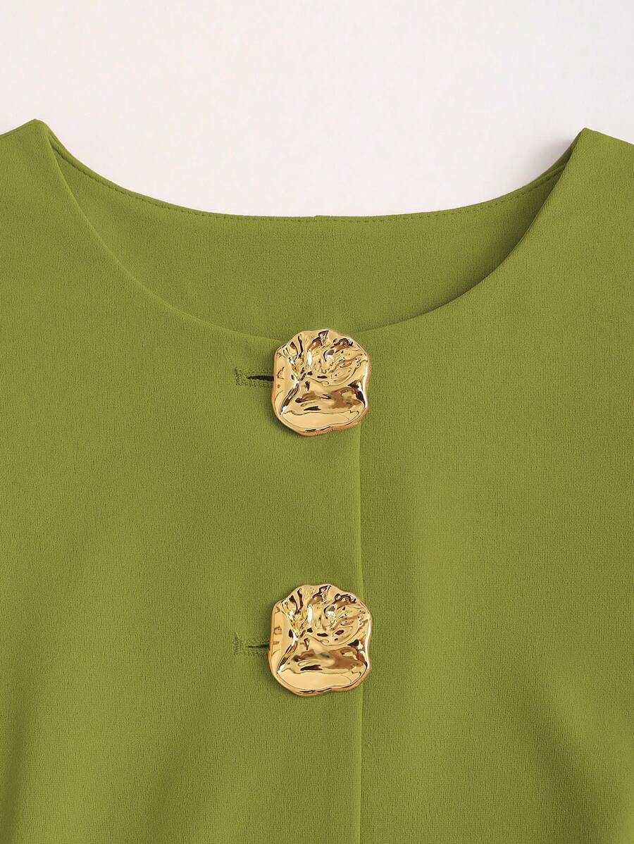 Conjunto de 2 piezas de chaqueta de punto elegante de lujo con botones decorados y minifalda plisada para mujer de Sweetra, ideal para fiesta, estilo Y2K.