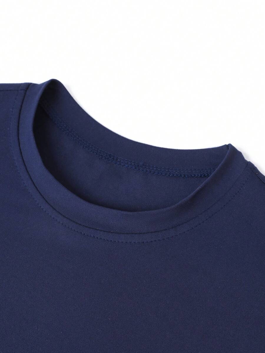 Camiseta informal de verano con cuello redondo y manga corta con estampado gráfico para niño preadolescente