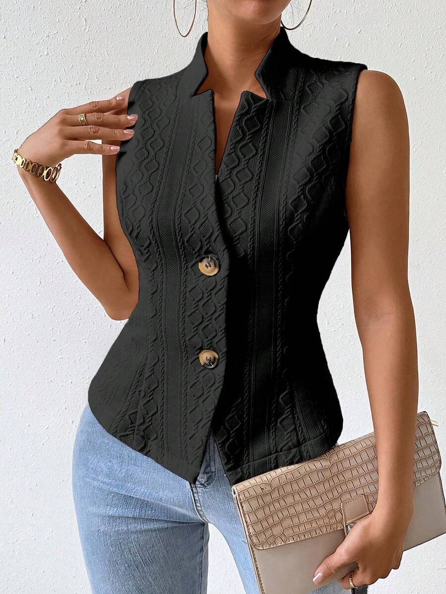 Chaleco de traje de botonadura sencilla para mujer de RosyDaze
