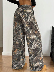 Pantalones anchos con cintura con cordón y estampado de camuflaje informal para mujer de Coolane para primavera y verano