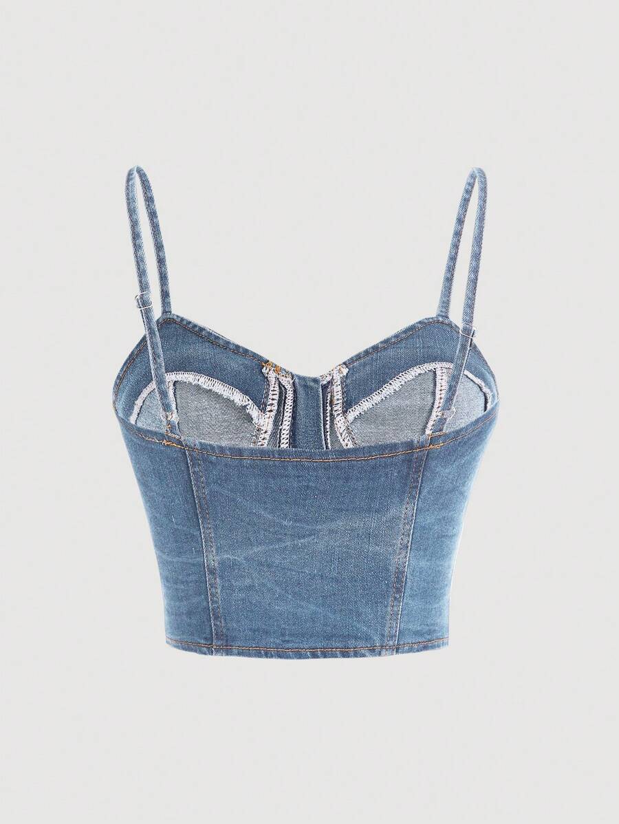 Camisola vaquera informal con cuello con cremallera para mujer MOD