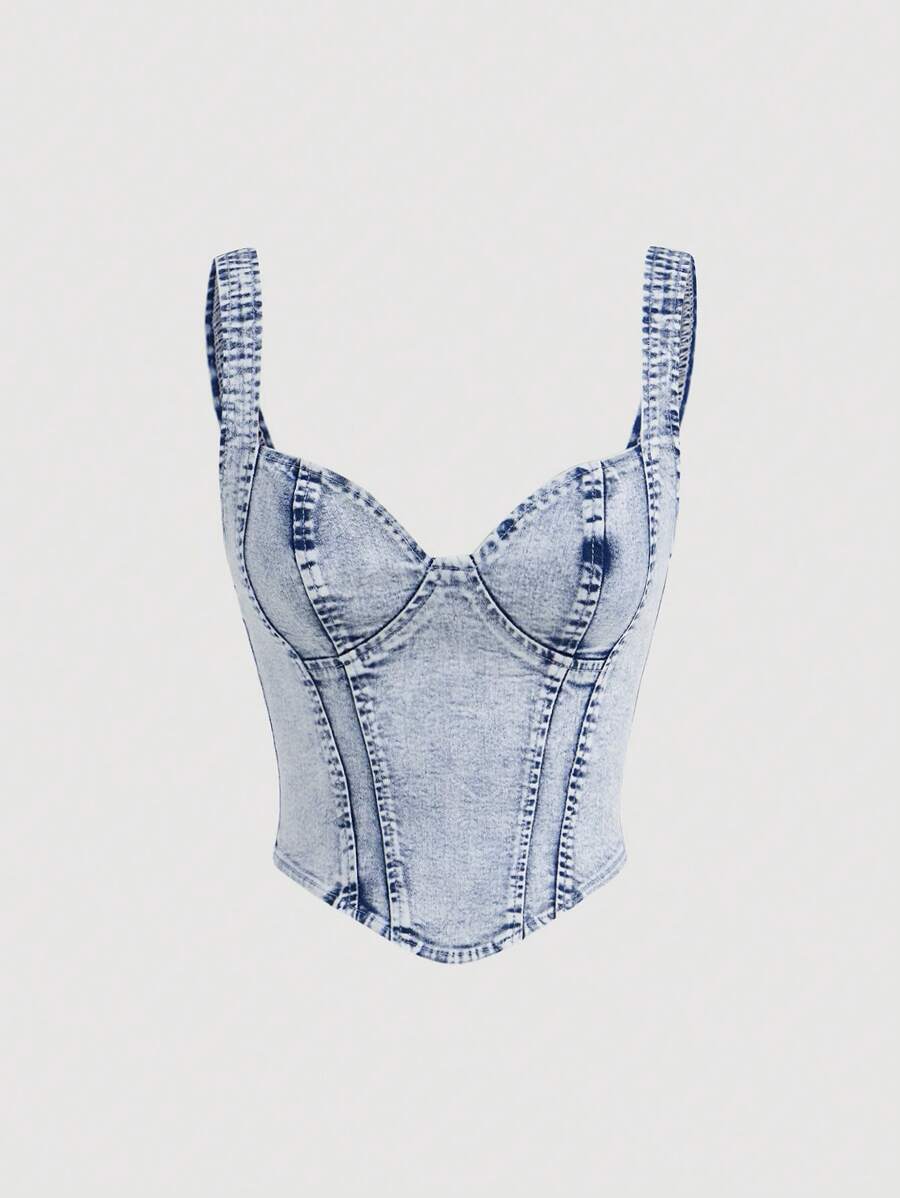 Bustier corto de mezclilla vintage para mujer MOD