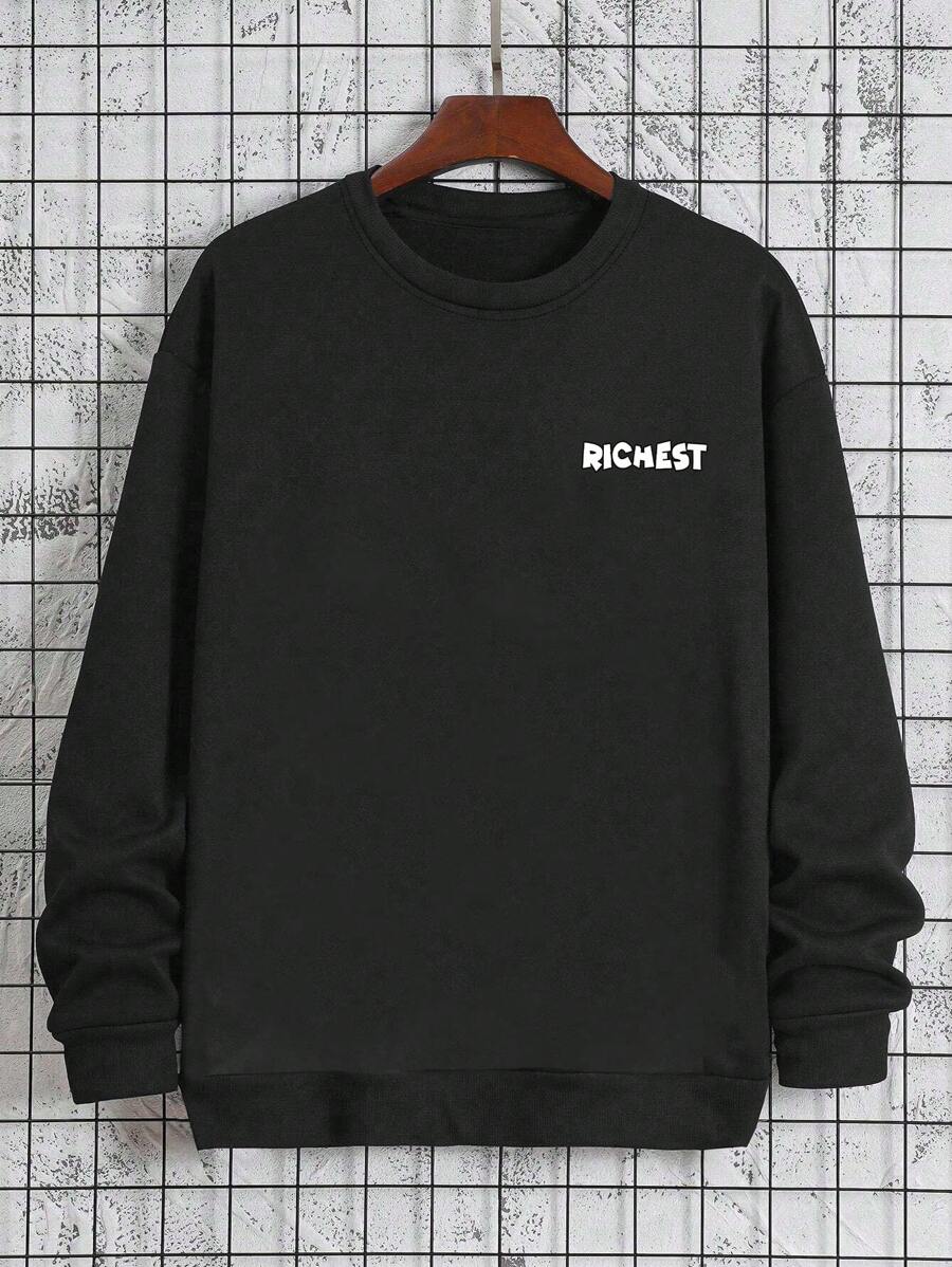 Sudadera minimalista con estampado de palmas y cuello redondo de manga larga para hombre Manfinity LEGND, ideal para uso diario informal.