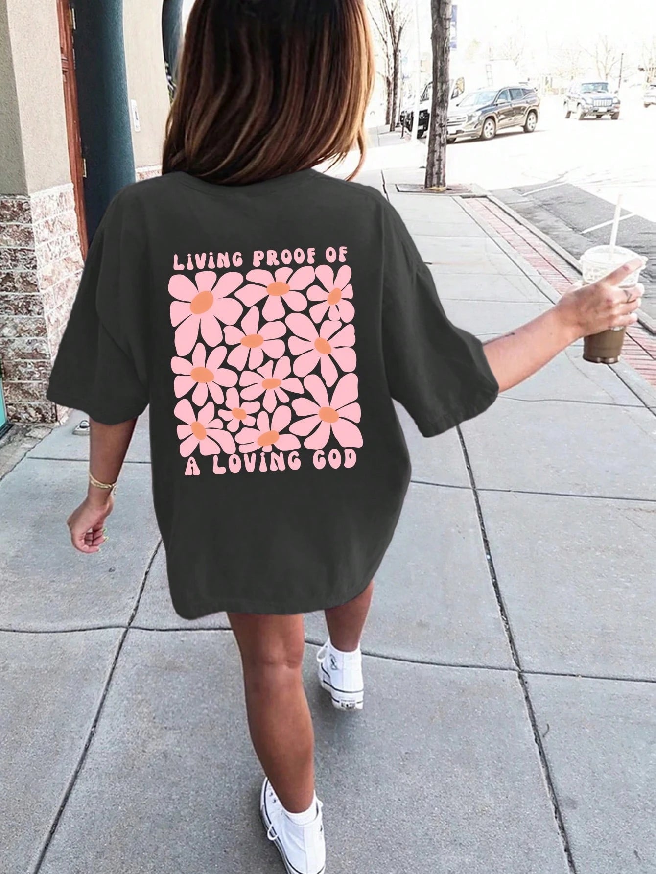 Camiseta de manga corta con estampado floral para niña, top informal de verano para adolescentes, cómoda y a la moda para estudiantes jóvenes.