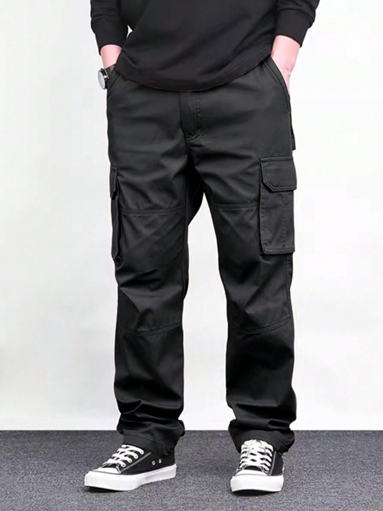 TECCULIManfinity Homme - Pantalones cargo rectos de color liso para hombre, pantalones cargo holgados para hombre, pantalones cargo para hombre, pantalones cargo para hombre, regreso a clases