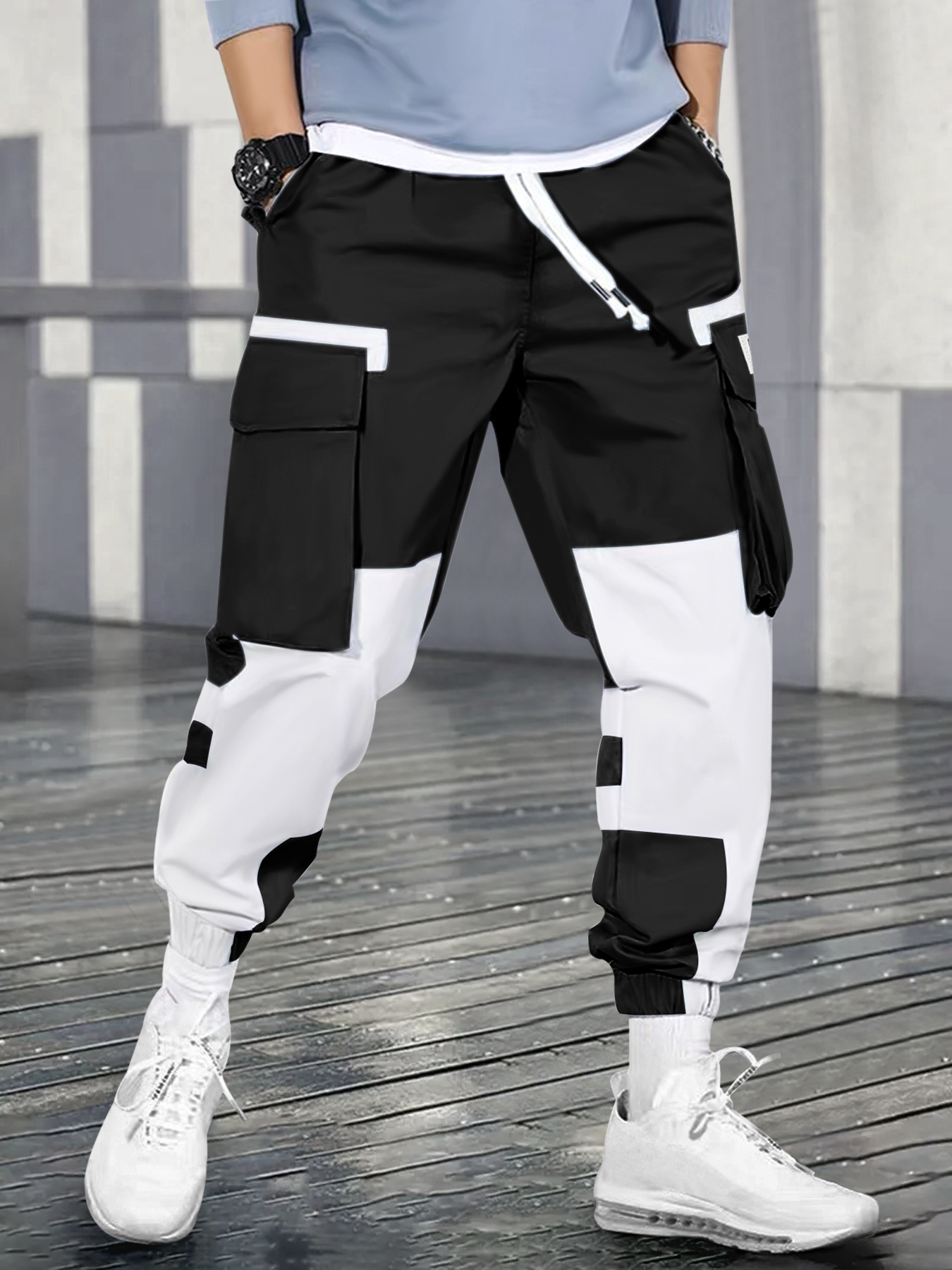 Pantalones cargo casuales TECCULI para hombre: multibolsillos, corte holgado, para trabajar, actividades al aire libre, senderismo, jogging y ropa de calle.