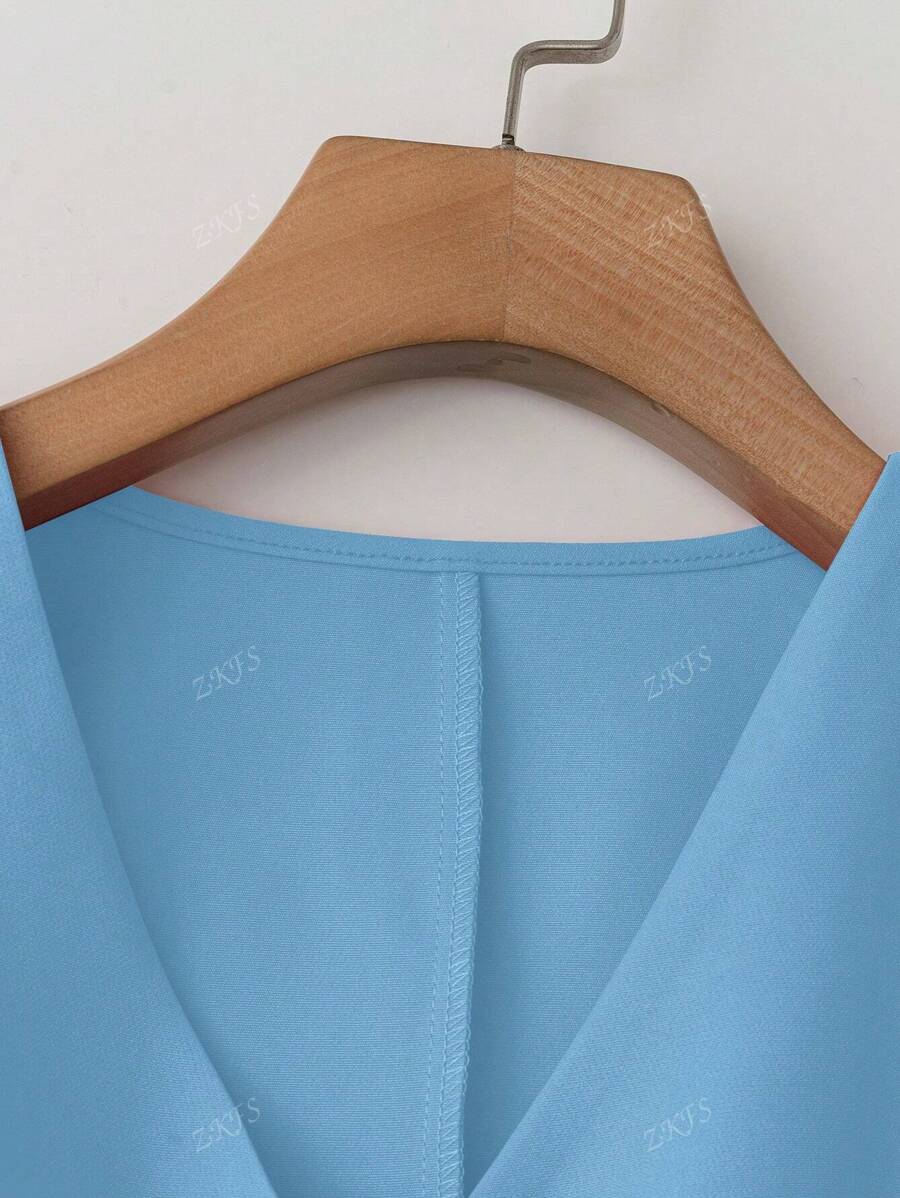 Chaqueta elegante de traje sin mangas con cuello en V para mujer, chaleco con botones delanteros de moda para todas las estaciones.