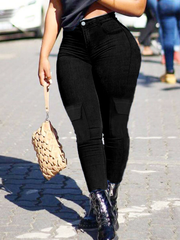 TECCULI Plus Size Women's Black Skinny Jeans