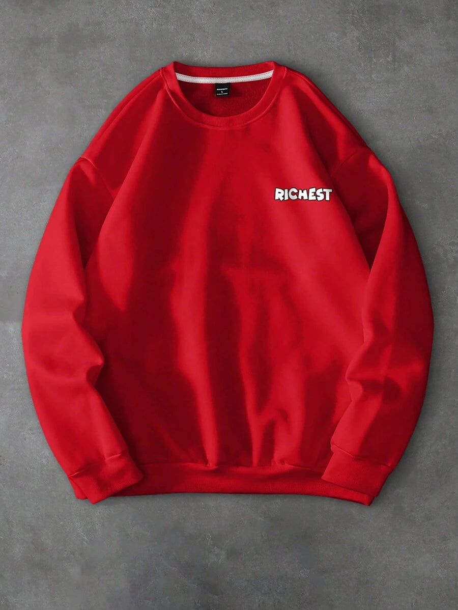 Sudadera minimalista con estampado de palmas y cuello redondo de manga larga para hombre Manfinity LEGND, ideal para uso diario informal.