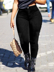 TECCULI Plus Size Women's Black Skinny Jeans