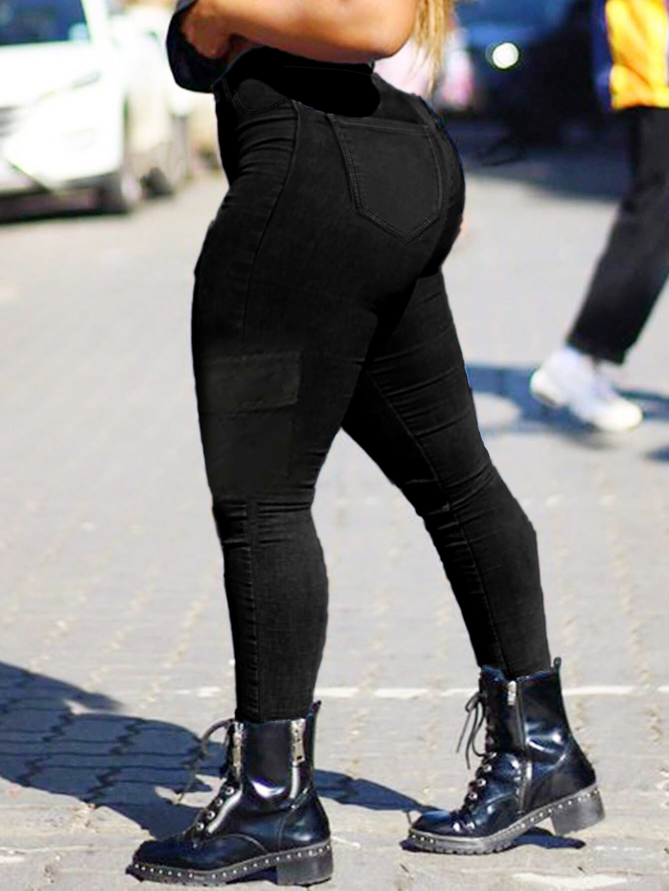 TECCULI Plus Size Women's Black Skinny Jeans