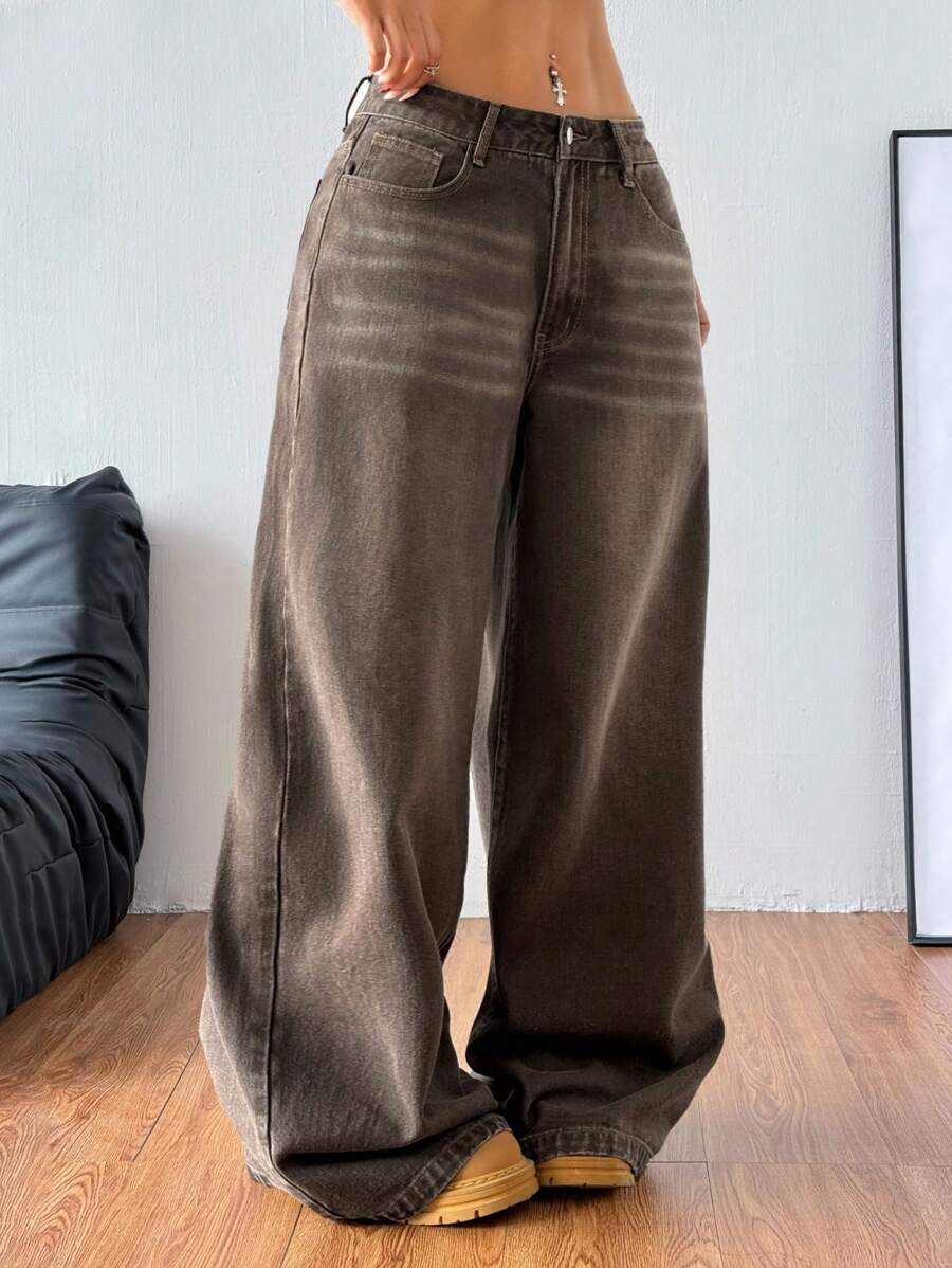 Coolane - Vaqueros casuales y versátiles para mujer con bolsillos, pantalones anchos y holgados, conjuntos de verano para mujer, color caqui