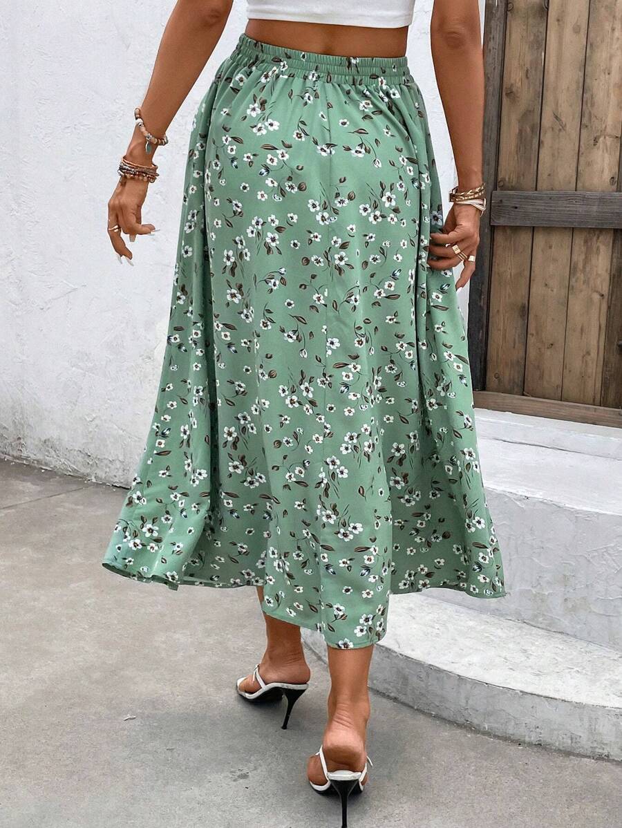 Falda con nudo en la cintura y estampado floral Clasi