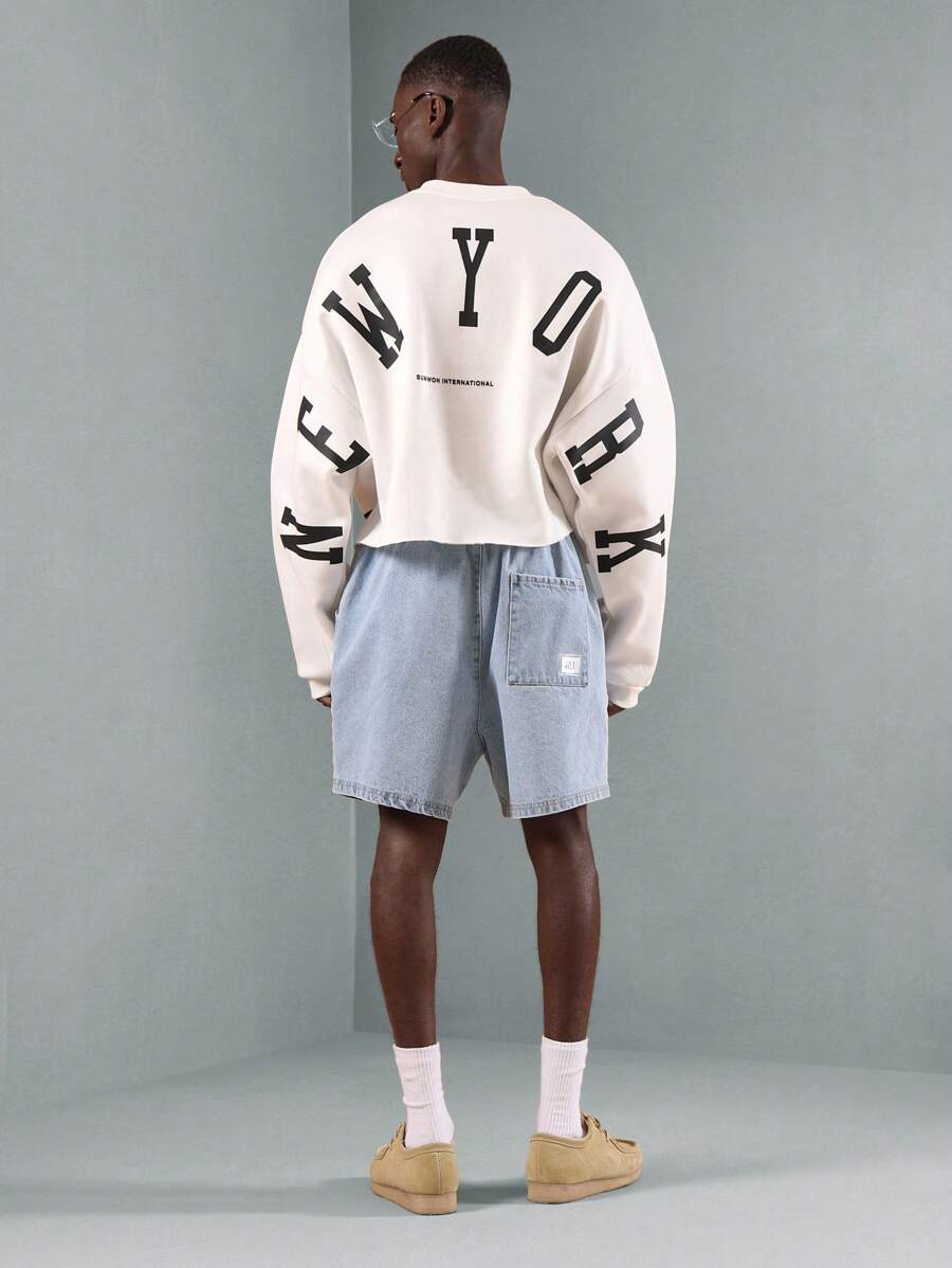 Sudadera de diseñador SUMWON con estampado de letras en la espalda, colección de ropa urbana internacional, otoño e invierno, corte corto, manga larga, estilo urbano informal.