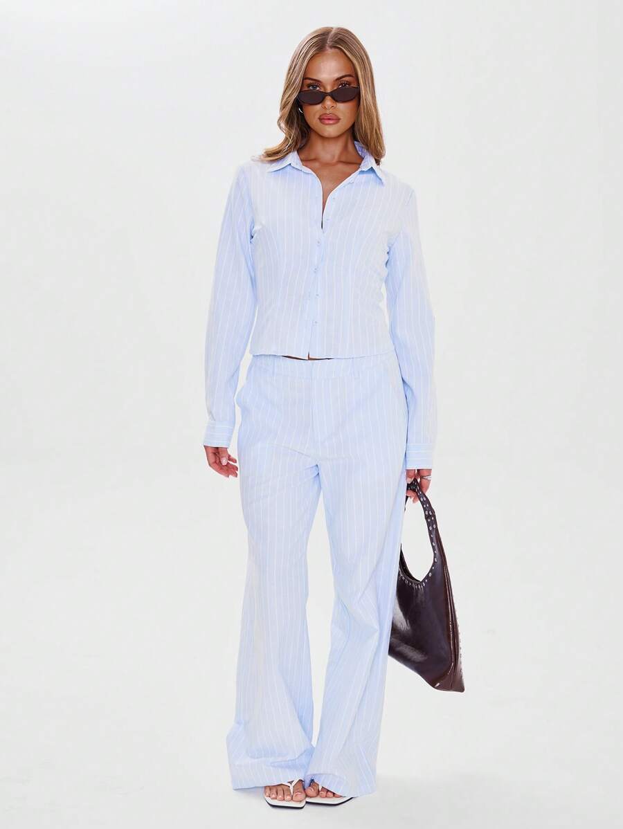 MUSERA Tailored Mid Rise Pinstripe Straight Leg Trousers Business Casual Elegant Business Casual Vacation Graduation Prom Wedding Guest Birthday Old Money Fall Work Office Back To School Night Out Going Out