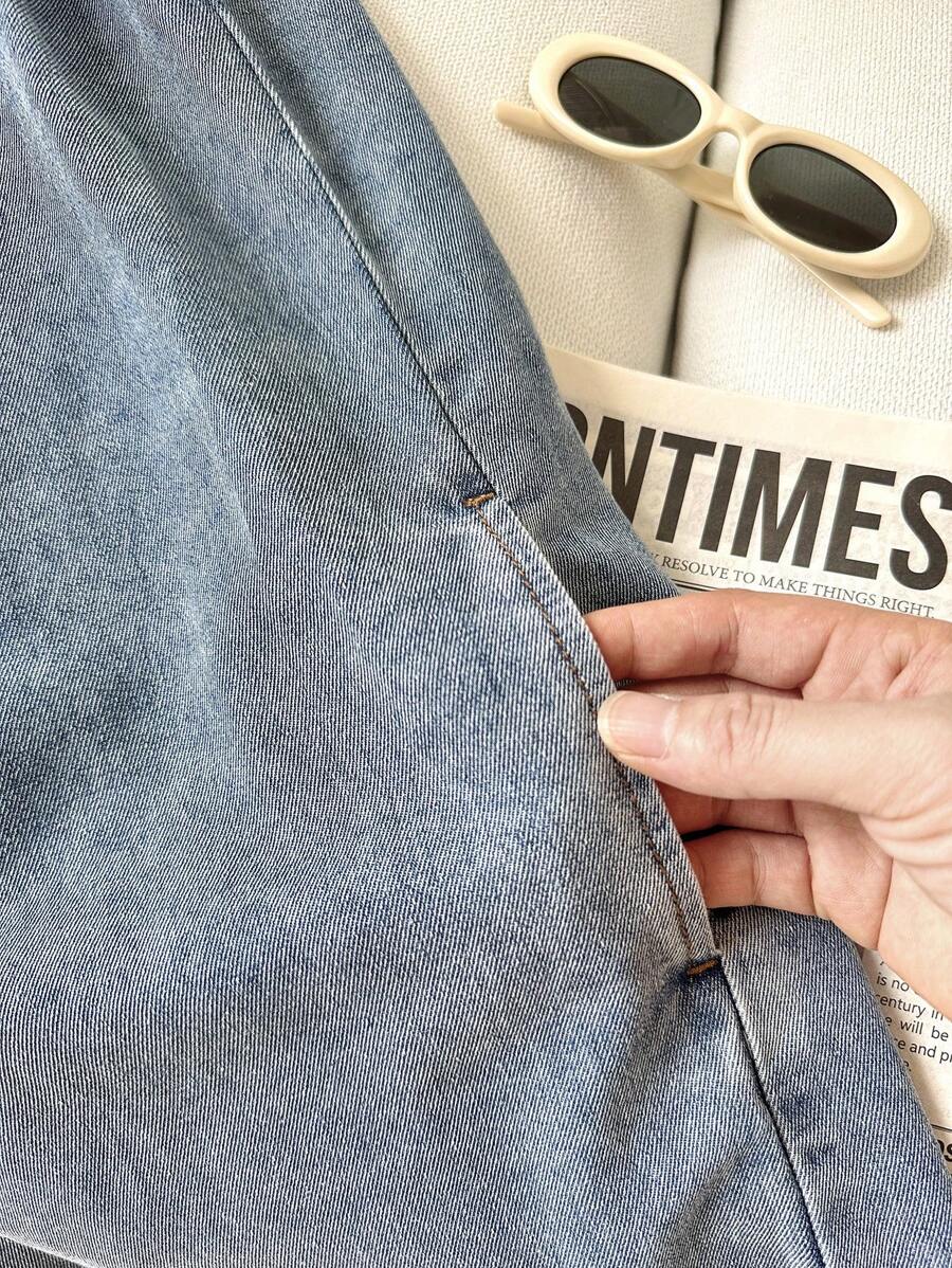 Mono de mezclilla azul holgado con lazo, estilo bohemio, cómodo y sencillo, para niñas preadolescentes, ropa de verano y primavera.