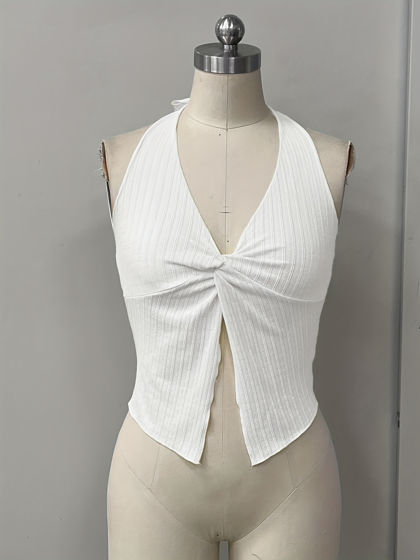 Camisola TECCULI Soleia de moda, sexy, con cuello halter, lazo, dobladillo retorcido, abertura en la espalda