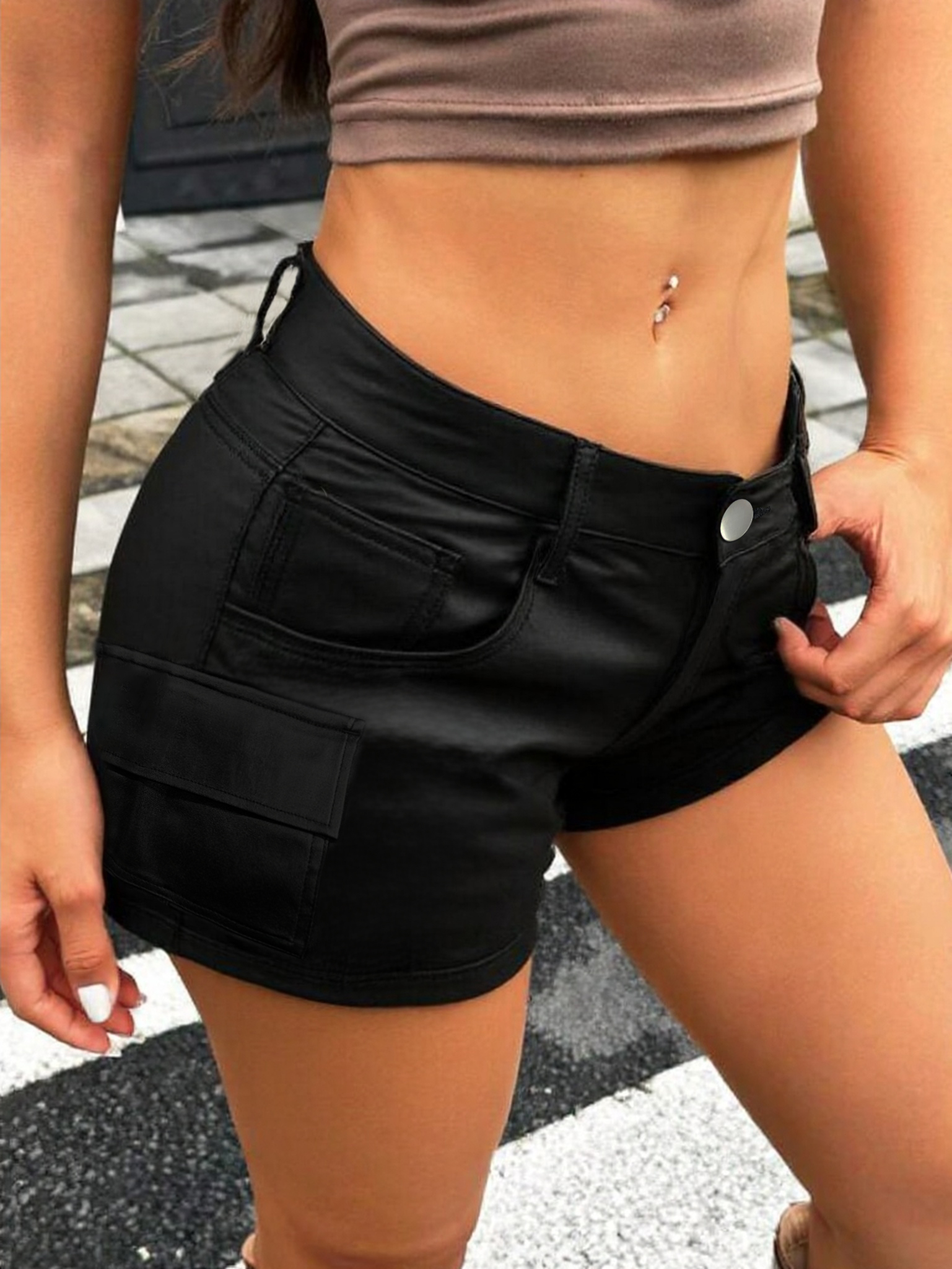 Shorts vaqueros casuales multibolsillos TECCULI ICON para mujer