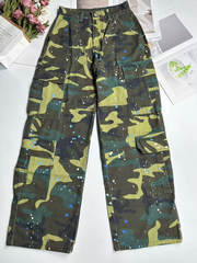 Vaqueros de mezclilla de camuflaje TECCULI estilo callejero americano casual de moda juvenil