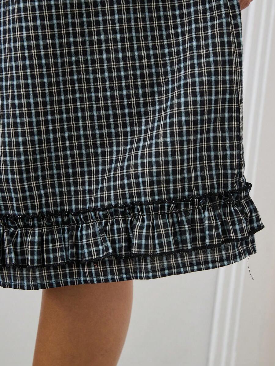 COUREZ Check Frill Bermuda Shorts Summer Outfits For Women Summer Dresses Going Out Outfits Casual Y2K Vacation Holiday 100%Cotton 100%Cotton Vintage