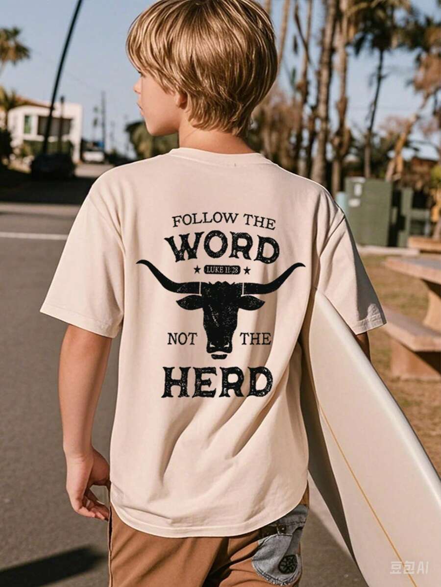 1 camiseta informal de manga corta con estampado para niño preadolescente, ideal para los amantes del deporte.