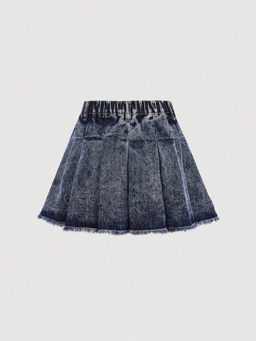 Falda vaquera plisada con dobladillo sin rematar para niñas preadolescentes de Girlism, estilo Y2K, conjuntos bohemios de primavera y verano.