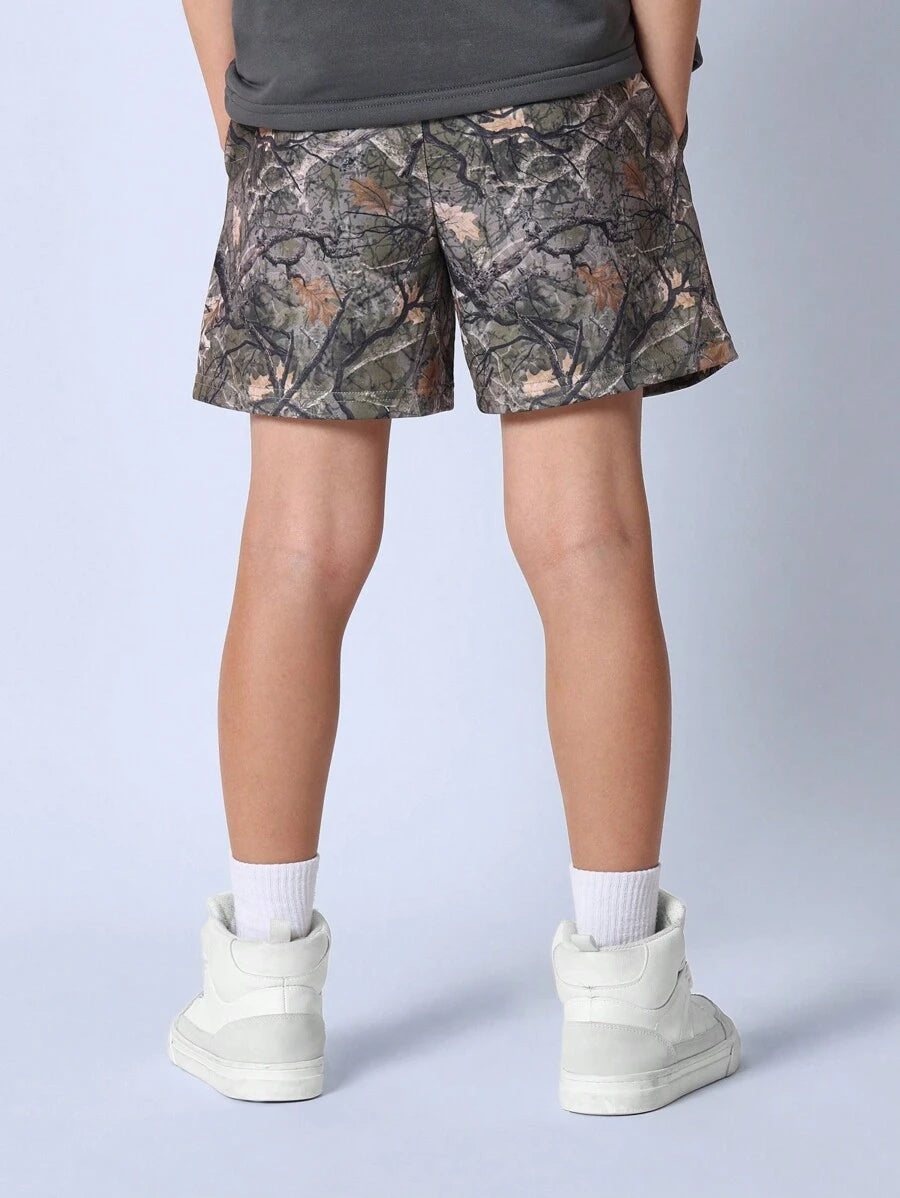 Pantalones cortos SUMWON Wild Tribe con estampado de camuflaje para aventuras al aire libre, cintura elástica, para senderismo, acampada, deportivos de verano, cómodos, para niños, jóvenes y adolescentes.