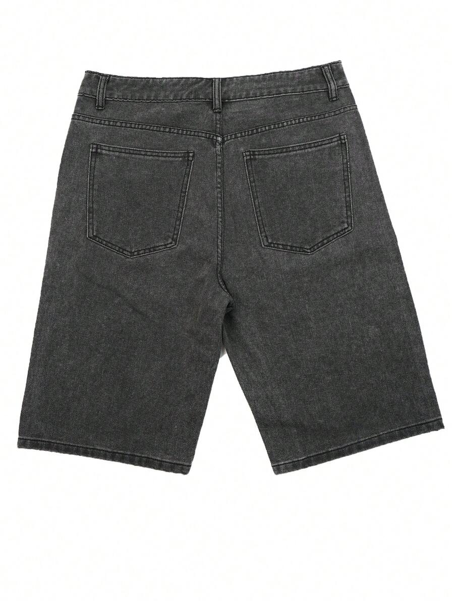 Pantalones cortos vaqueros casuales de verano para hombre con bolsillos oblicuos y decoración de diamantes de imitación