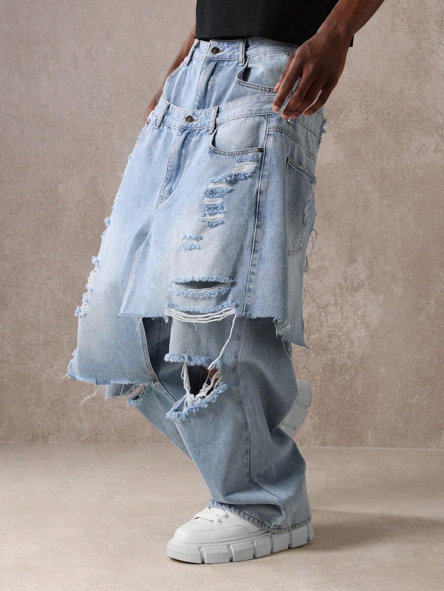 Vaqueros desgastados premium de pierna ancha SUMWON, pantalones vaqueros holgados de moda Y2K, ropa de calle con rotos, corte holgado, estilo clásico de los 90, ropa informal.