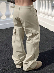 Pantalones cargo caqui informales Manfinity LEGND para hombre, corte holgado, recto, color liso, con múltiples bolsillos. Adelgazantes, color caqui, ideales para San Valentín.