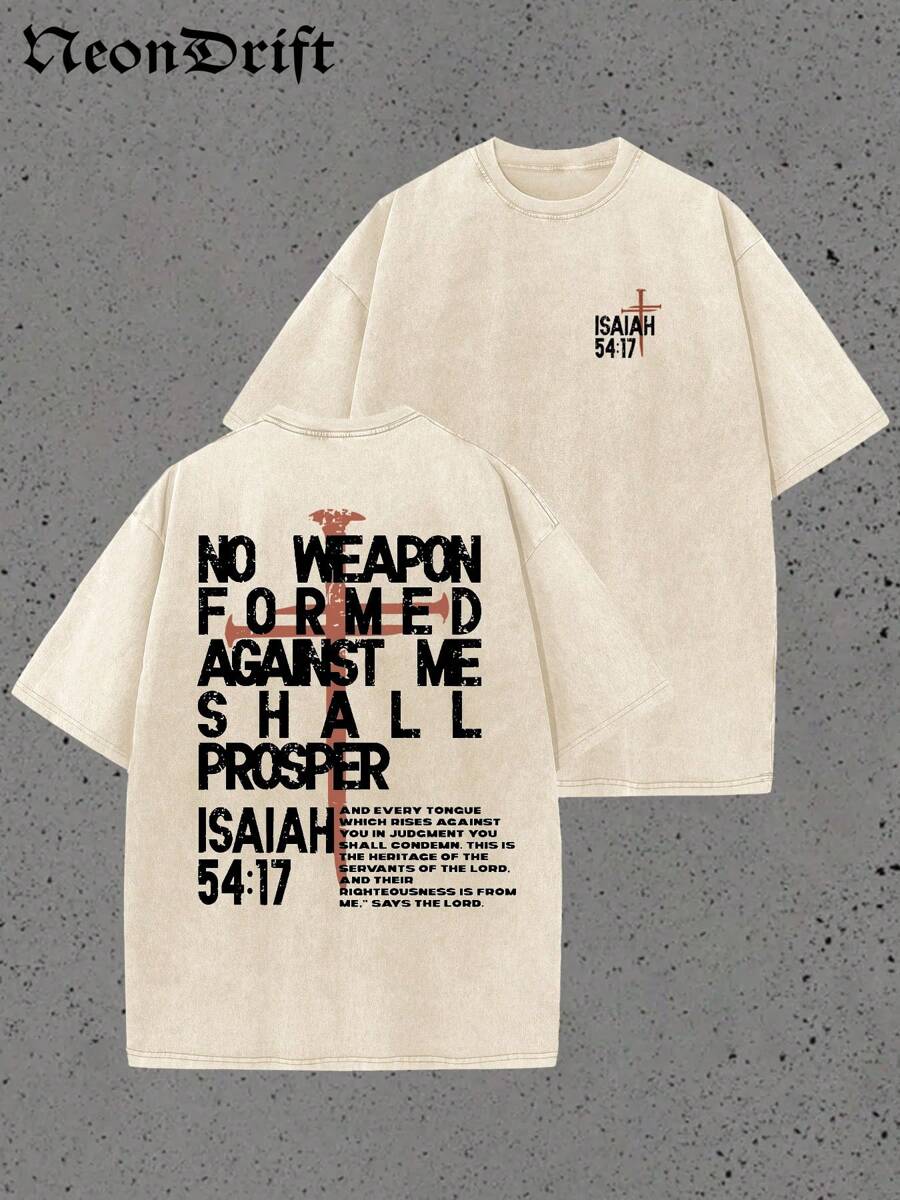 Y2K,NO WEAPON FORMED AGANST ME SHALL PROSPER,5417,My Love....Retro Washed Heavy Cotton Wash T-Shirt, Multiple Colors To Choose From, A Surprise Gift For Family And Friends