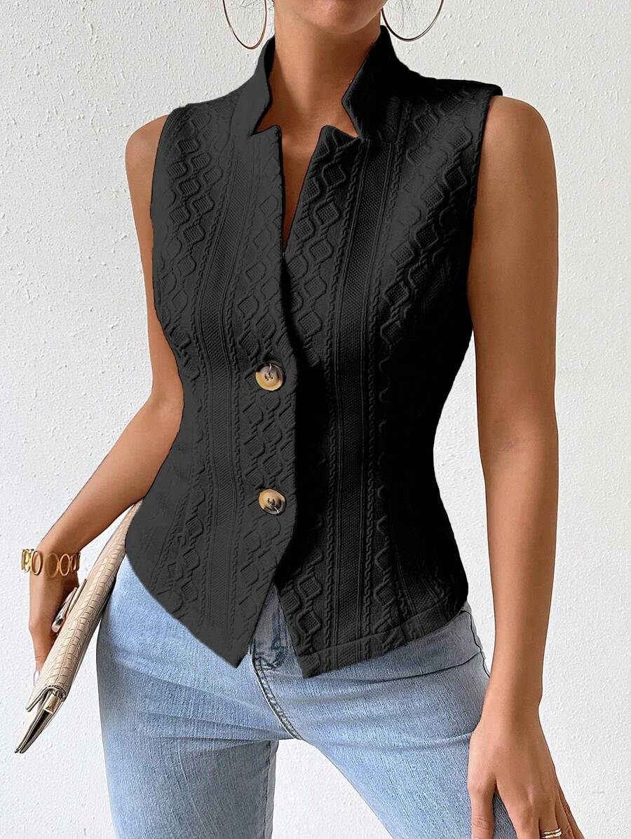 Chaleco de traje de botonadura sencilla para mujer de RosyDaze