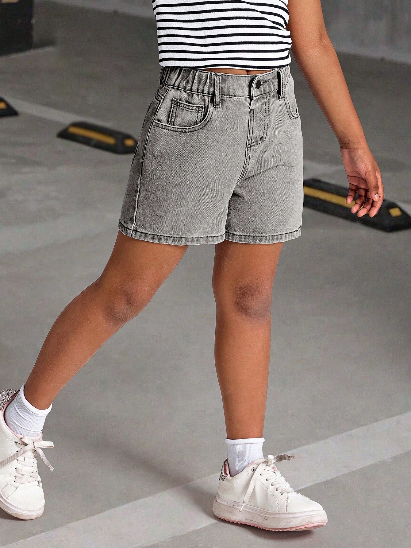 Shorts vaqueros minimalistas informales para niñas preadolescentes, uso diario