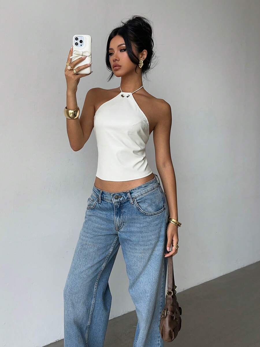 Aloruh - Camiseta sin mangas de color liso para mujer, 1 pieza, moderna para el verano