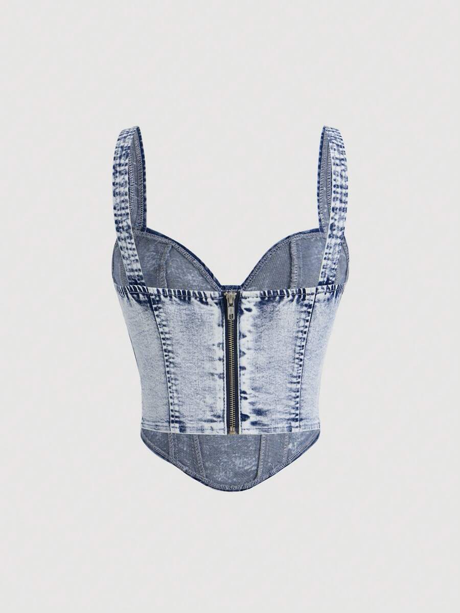 Bustier corto de mezclilla vintage para mujer MOD