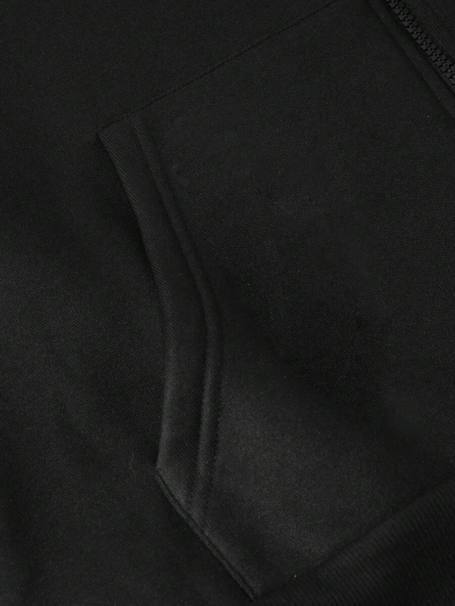 Sudadera con capucha informal Manfinity EMRG para hombre con estampado de eslogan y pentagrama, hombros caídos, manga larga, cuello con cremallera, otoño-invierno