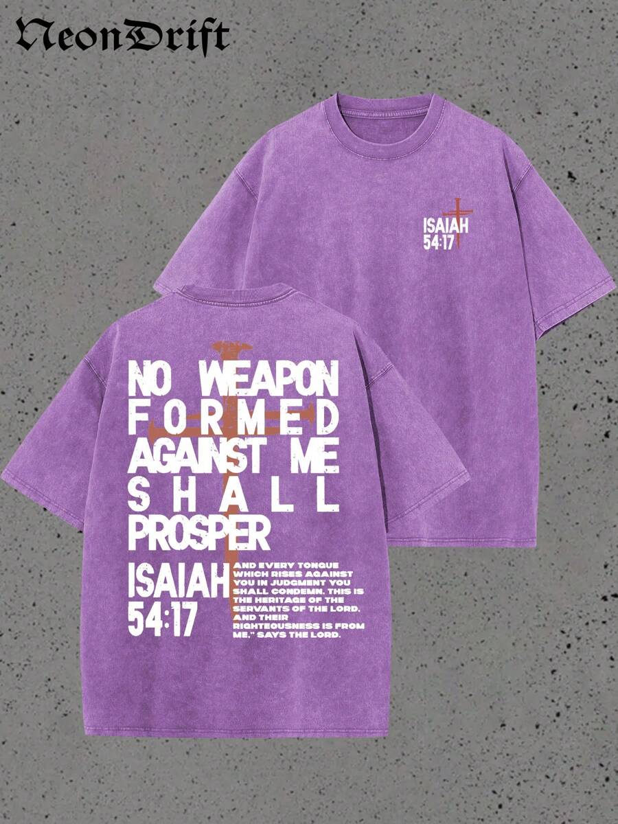 Y2K,NO WEAPON FORMED AGANST ME SHALL PROSPER,5417,My Love....Retro Washed Heavy Cotton Wash T-Shirt, Multiple Colors To Choose From, A Surprise Gift For Family And Friends