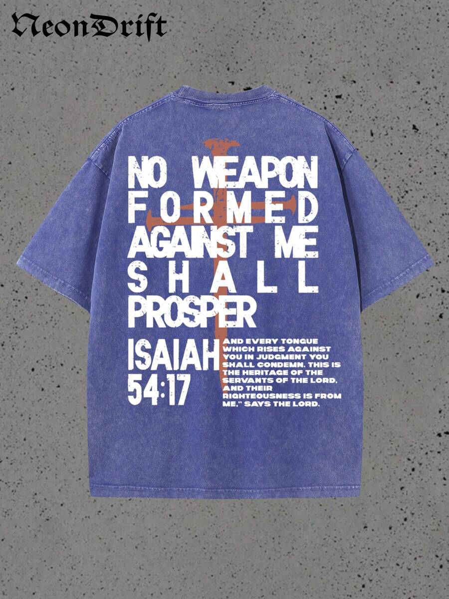 Y2K,NO WEAPON FORMED AGANST ME SHALL PROSPER,5417,My Love....Retro Washed Heavy Cotton Wash T-Shirt, Multiple Colors To Choose From, A Surprise Gift For Family And Friends