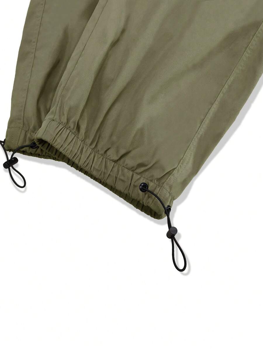 Pantalones cargo holgados extragrandes Manfinity EMRG para hombre con bolsillo de solapa y cordón lateral en la cintura