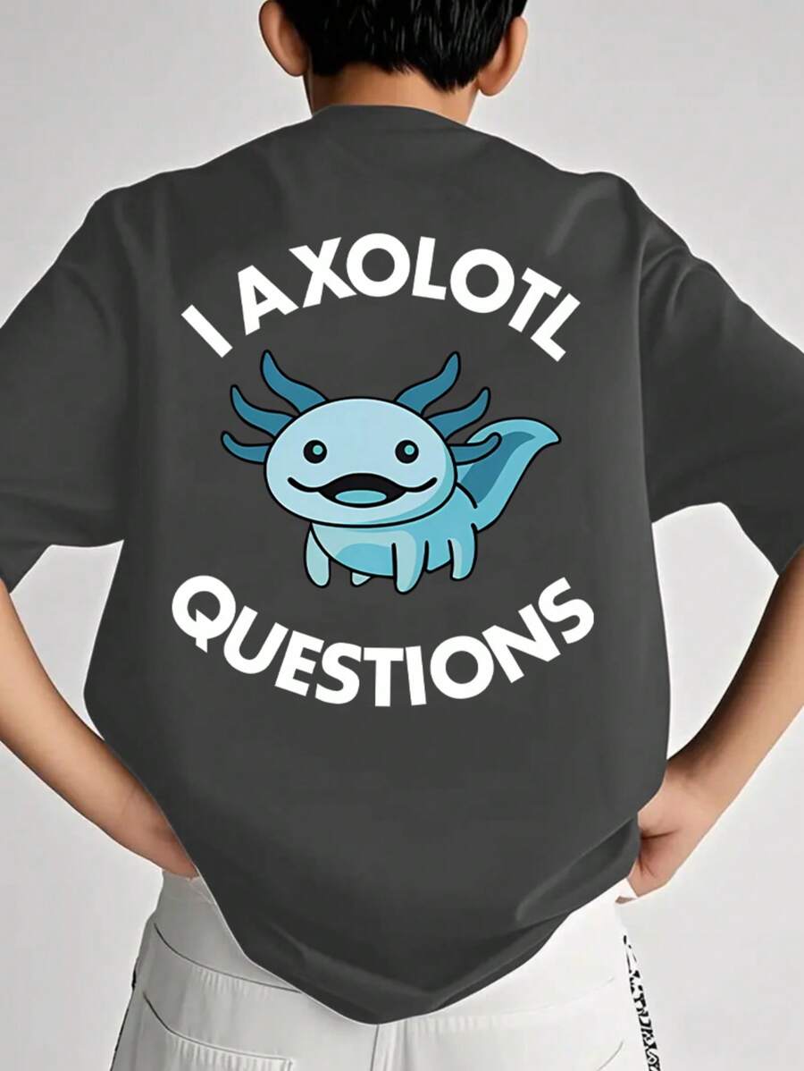 Camiseta informal de manga corta con cuello redondo y estampado divertido para niños preadolescentes, verano