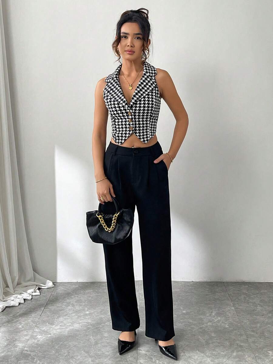 Blazer con botones delanteros y estampado de pata de gallo de Privé