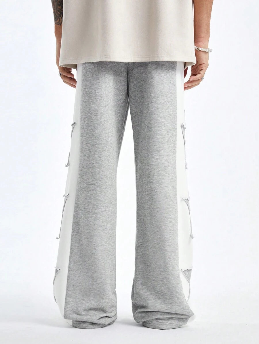 Pantalones deportivos largos, holgados y de pierna ancha con parches de doble estrella para hombre de AXEPEAK