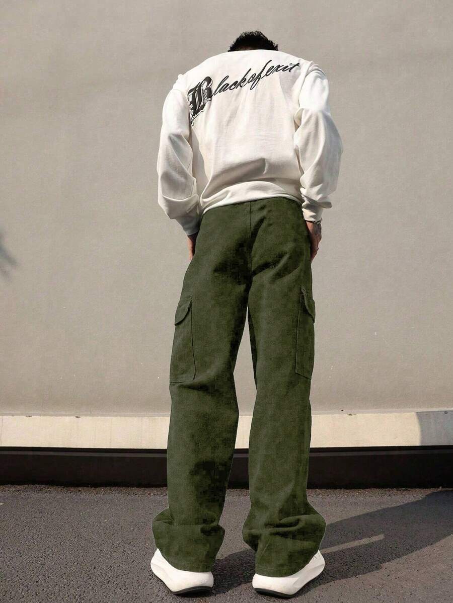 Pantalón cargo multibolsillos para hombre, corte holgado con estampado cruzado, ideal para playa, informal, deportes, actividades al aire libre, jogging, corte recto y holgado, ideal para cualquier temporada, estilo urbano, regalo para novio o esposo.