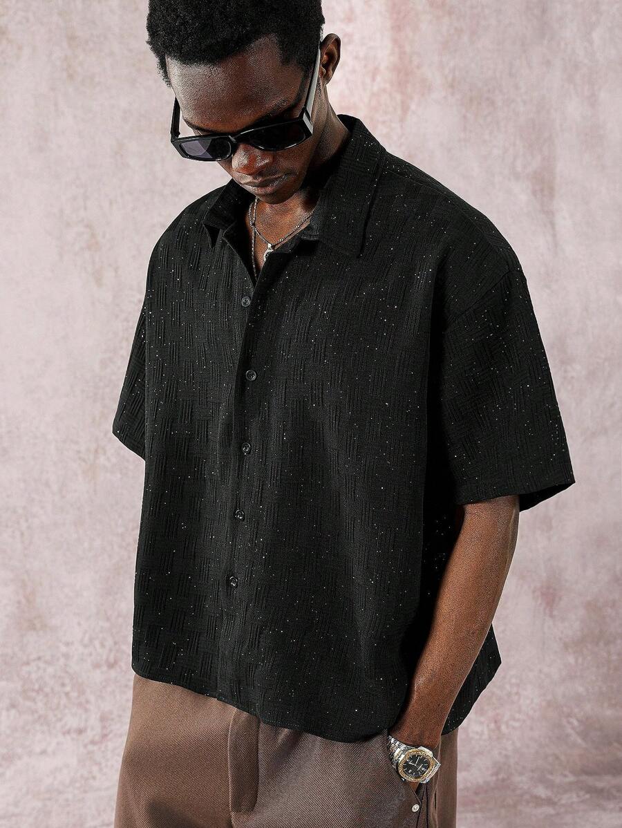 Camisa holgada de manga corta con estampado floral de jacquard de verano para hombre de Manfinity Streetrush
