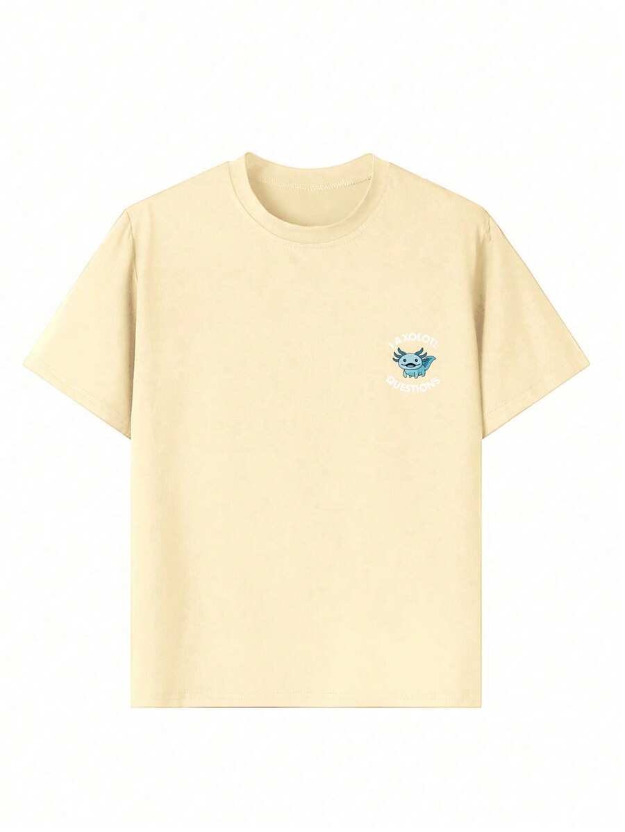 Camiseta informal de manga corta con cuello redondo y estampado divertido para niños preadolescentes, verano