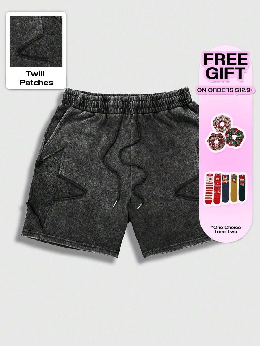 ROMWE MEN Street Life - Pantalones cortos casuales de color liso con bolsillo frontal y lazo para hombre, para uso diario
