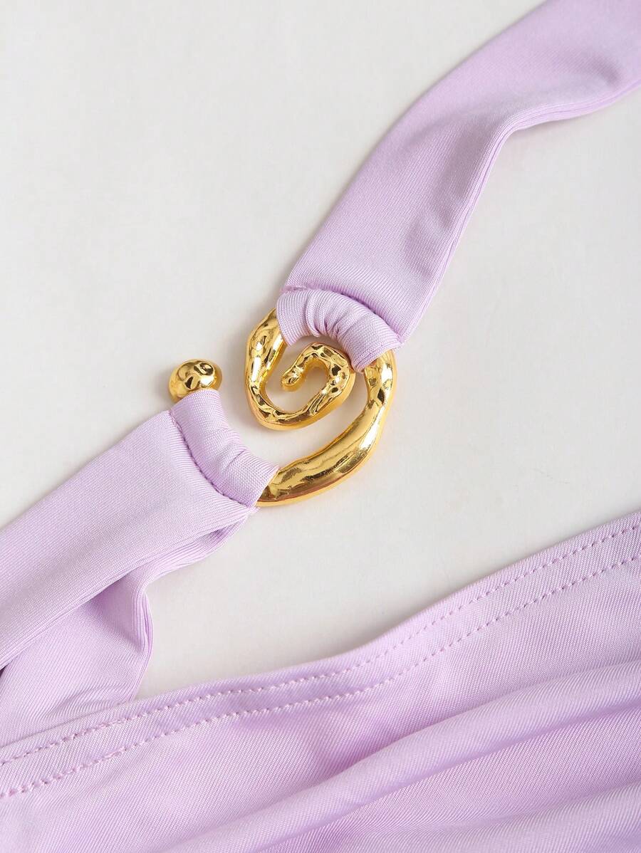 Sweetra - Nuevo collar colgante en espiral dorado con diseño de joyería, minivestido escalonado adelgazante con cintura para mujer