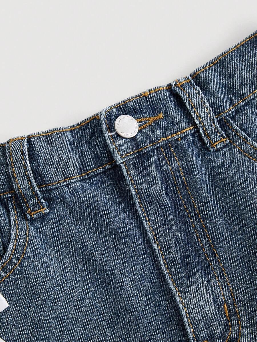 Faldas cortas vaqueras elegantes con lazo plisado y bloques de colores para niñas preadolescentes, ropa de otoño para la vuelta al cole.